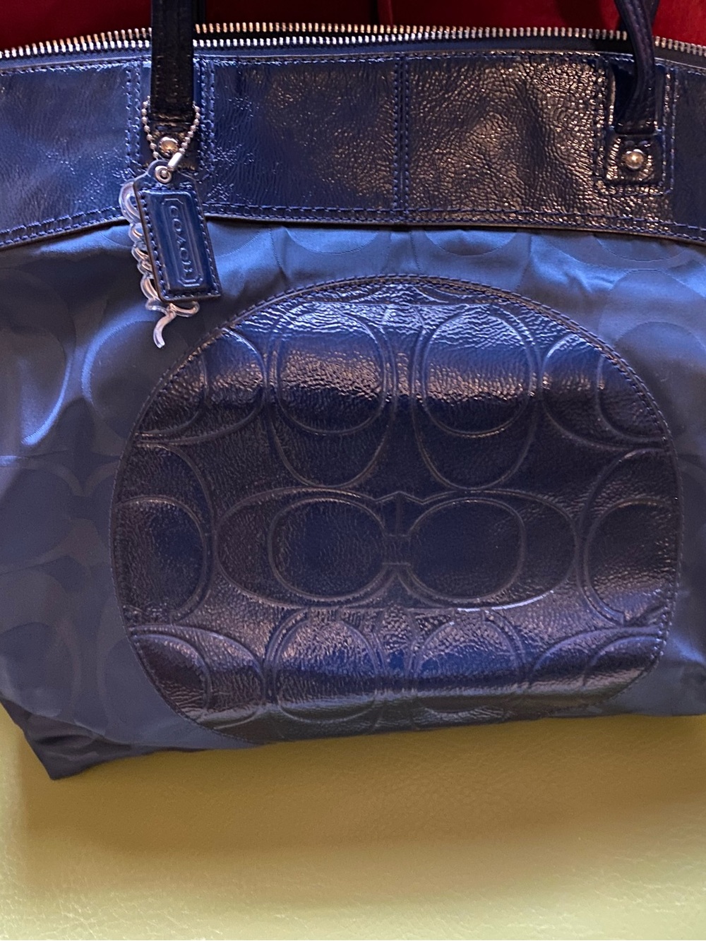 Coach Navy Signature Circle Tote